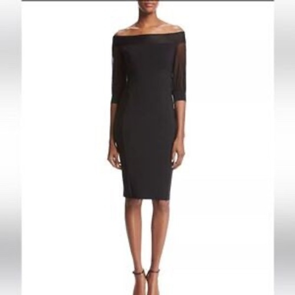 Chiara Boni La Petite Robe Off Shoulder Mesh Sleeve Dress Size 40 US 4